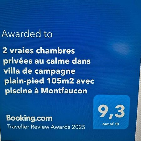 2 Vraies Chambres Privees Au Calme Dans Villa De Campagne Plain-Pied 105M2 Avec Piscine A Montfaucon Montfaucon  Buitenkant foto